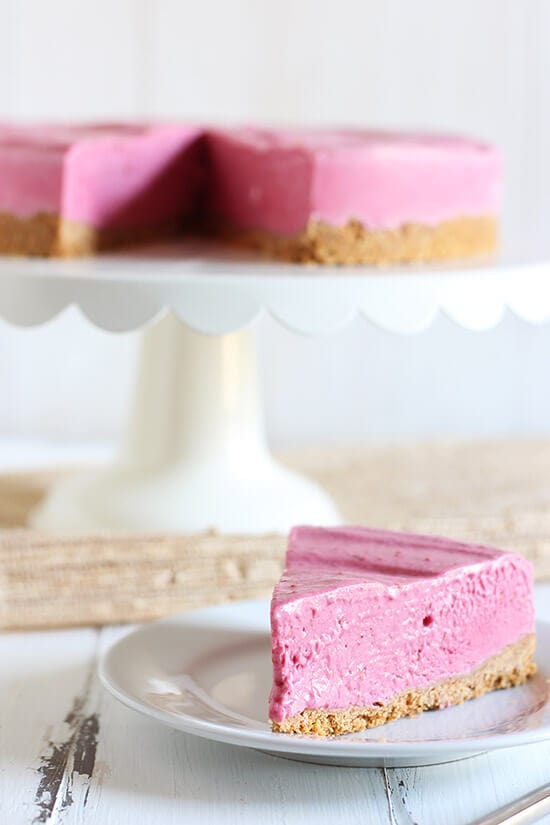 No Bake Frozen Raspberry Pie