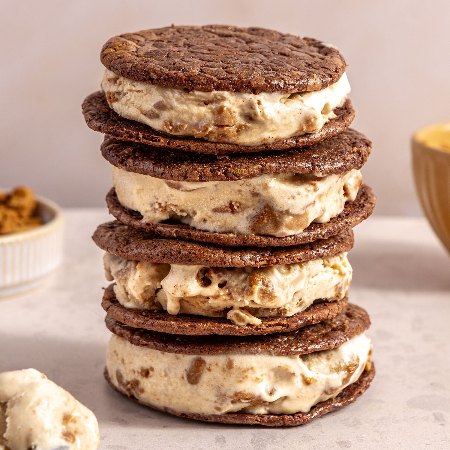 Cookie Butter Brownie Ice Cream Sandwiches