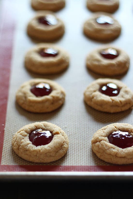 Turn that classic sandwich into an adorable treat both kids and adults love with this easy recipe for PB&J Thumbprint Cookies.