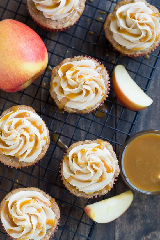 Enjoy caramel and apples in the form of a cupcake with these sweet and salty Apple Cupcakes with Caramel Frosting.