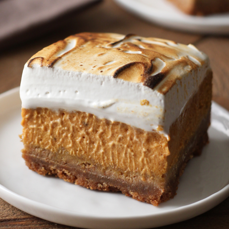 a slice of sweet potato pie bar sitting on a plate, ready to serve