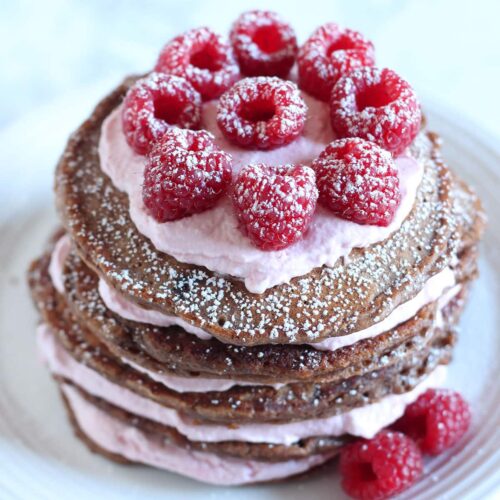 Chocolate Raspberry Pancake Cake