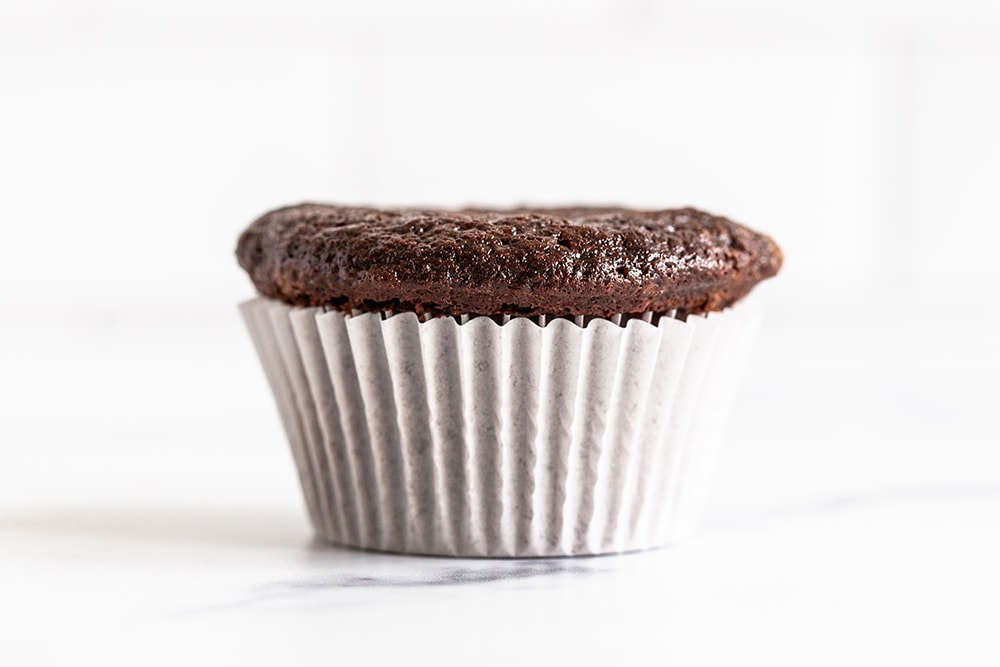 moist chocolate cupcake before being frosted