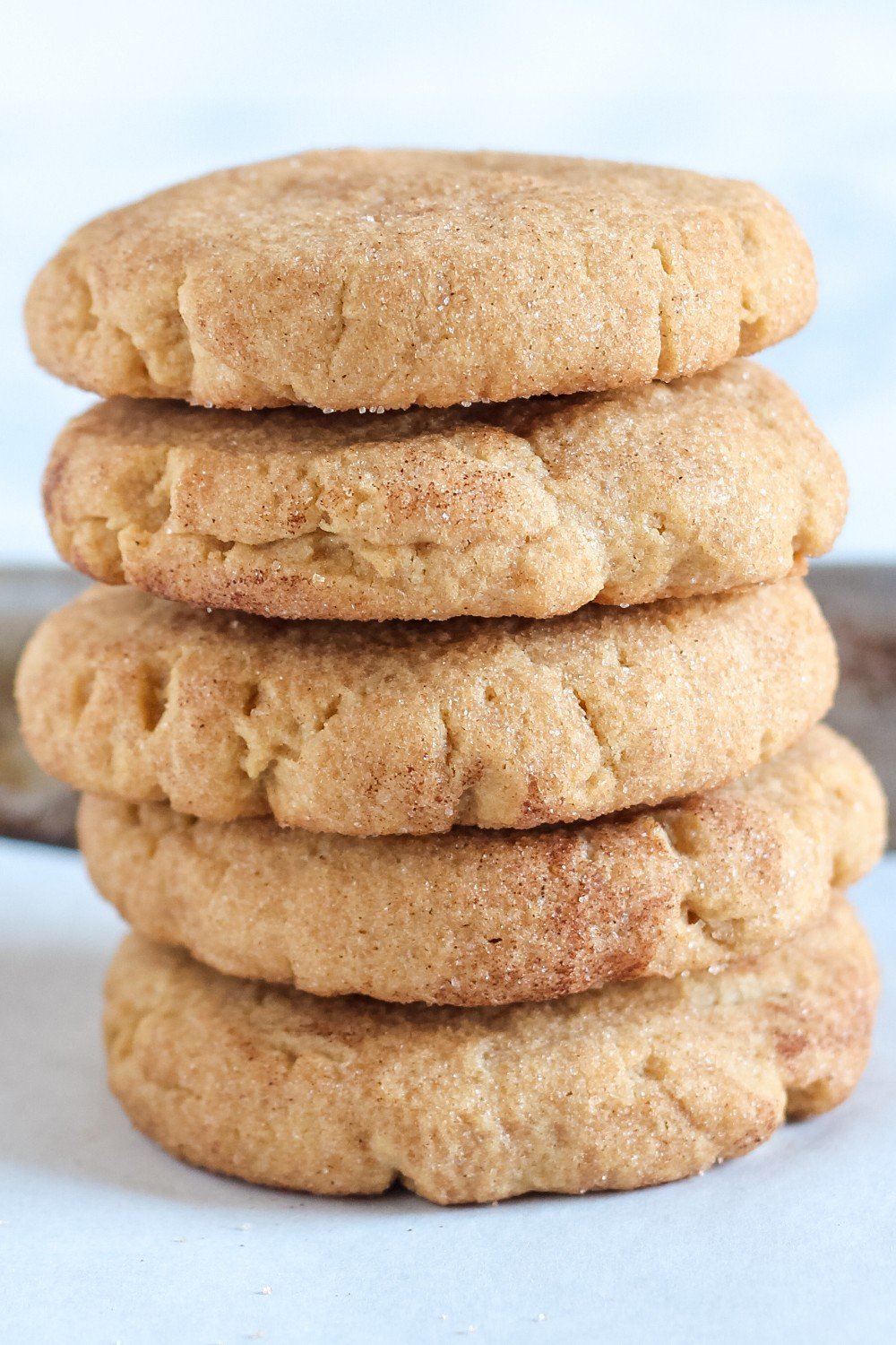 a stack of peanut butter snickerdoodle cookies.