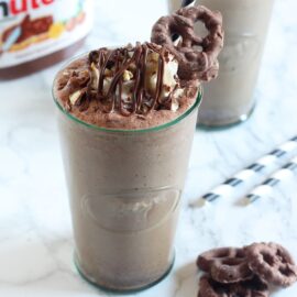 Nutella Chocolate Covered Pretzel Milkshake