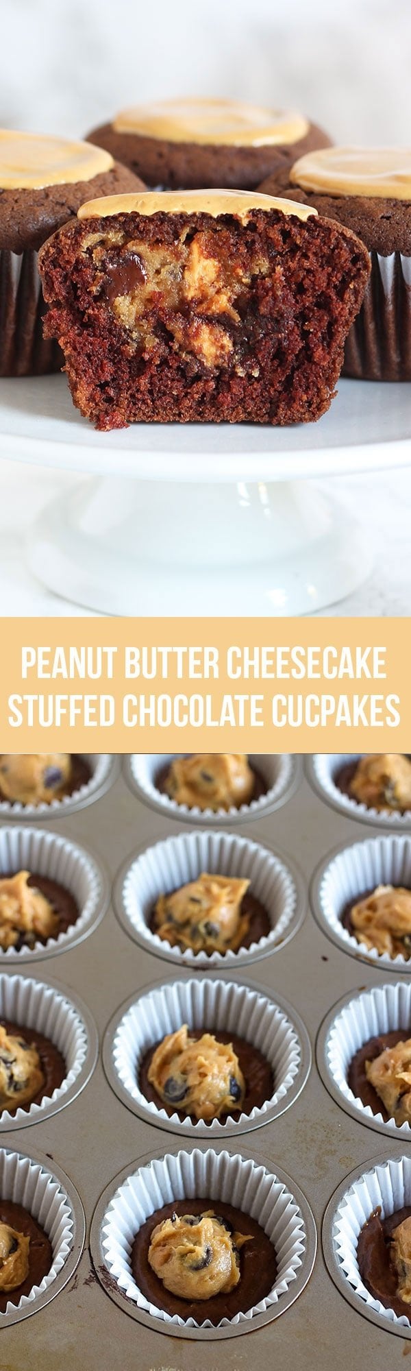 Peanut Butter Cheesecake Stuffed Chocolate Cupcakes Handle the Heat