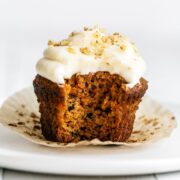 Carrot cupcake with bite taken out