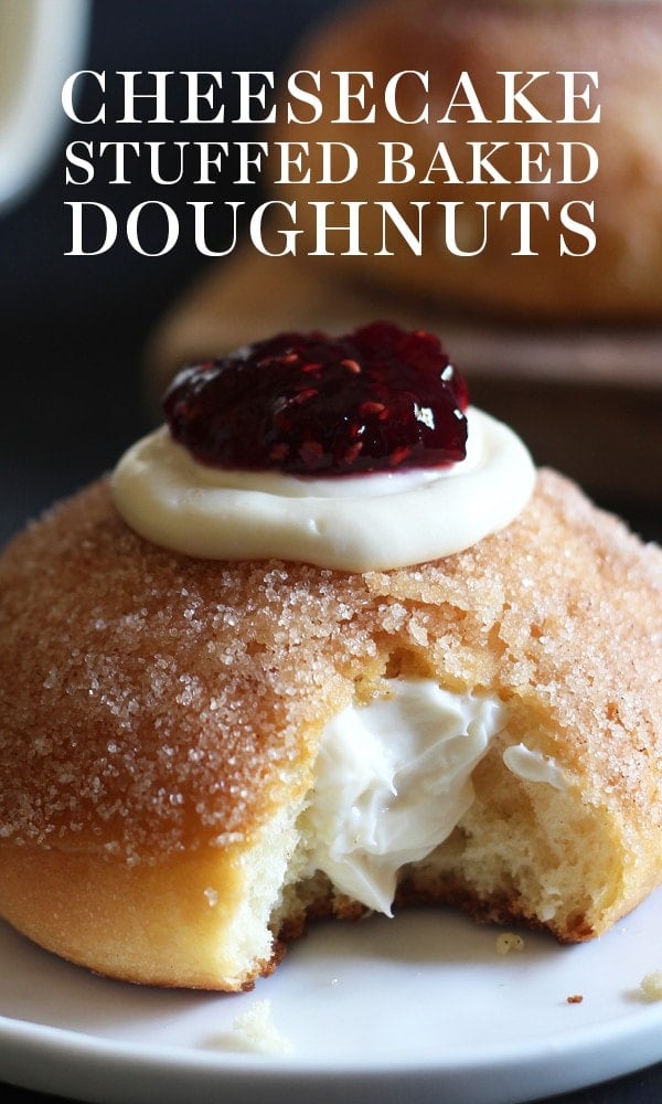 Cheesecake stuffed baked doughnuts handle the heat