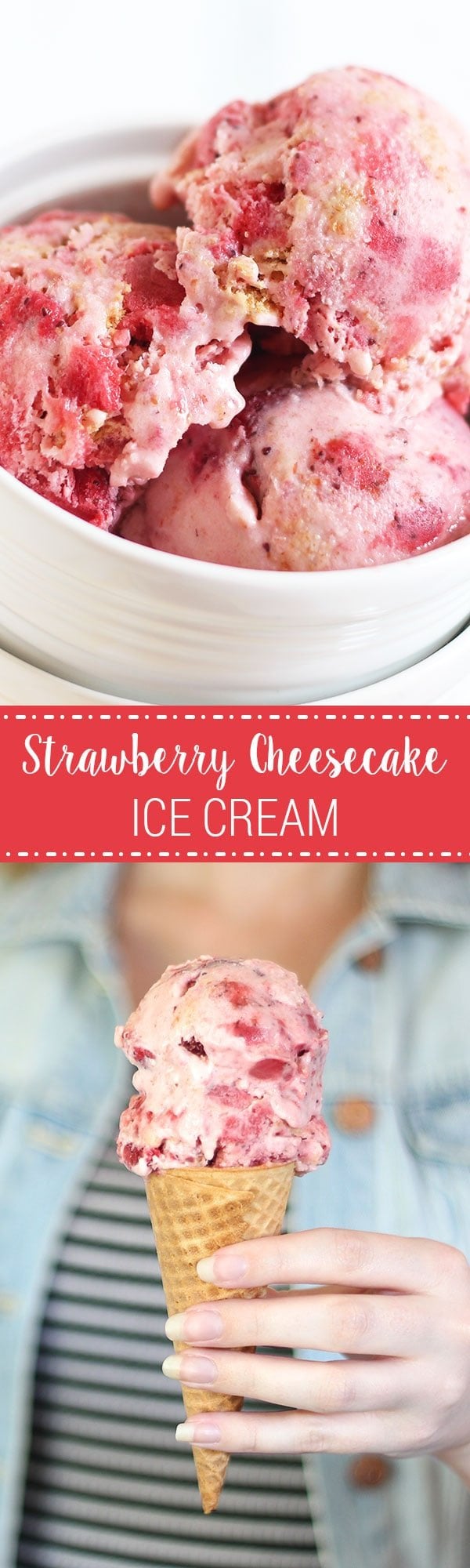 The PERFECT summer treat! This literally tastes like you took the best slice of strawberry cheesecake and turned it into ice cream!!