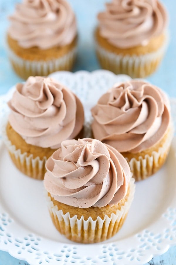 Pumpkin Cupcakes with Nutella Frosting