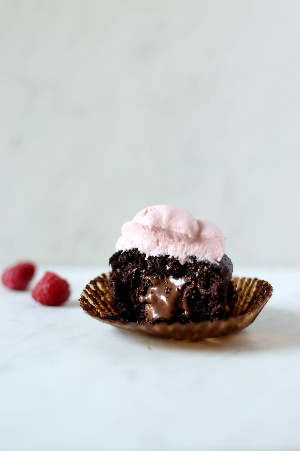 Nutella Stuffed Chocolate Raspberry Cupcakes - perfect for Valentine's Day!