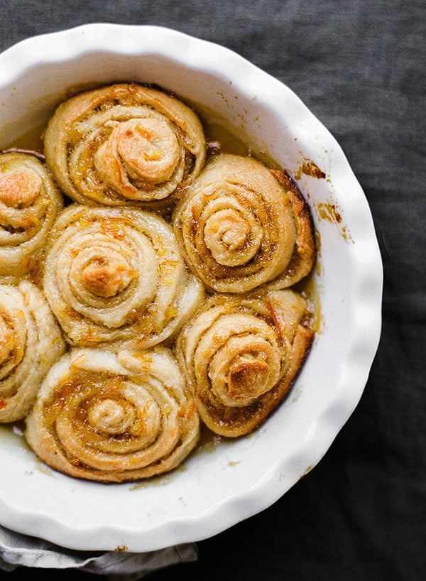 Orange Sweet Rolls ready to be served for Easter brunch