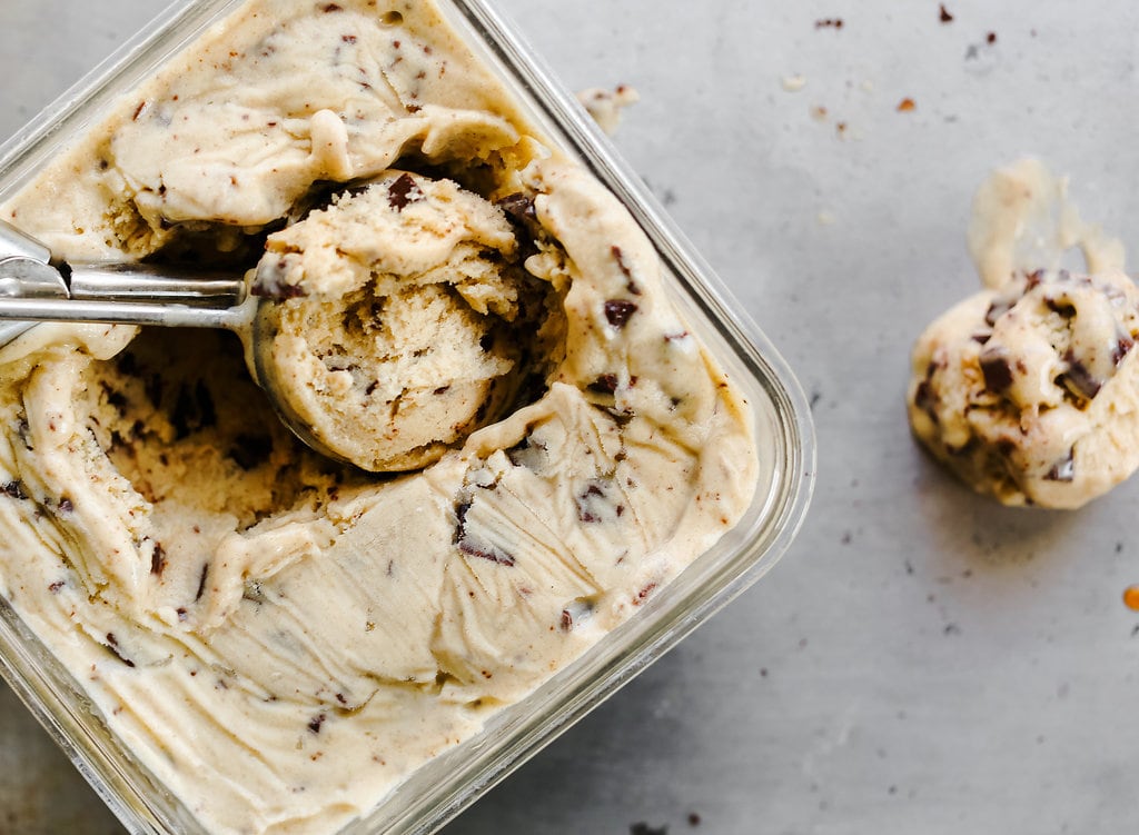 Roasted Banana Chocolate Chunk Ice Cream is full of rich caramel and vanilla flavors with chunks of chocolate throughout. Egg-free recipe!