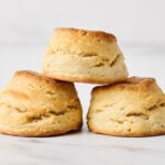 buttermilk biscuit recipe stacked on top of each other