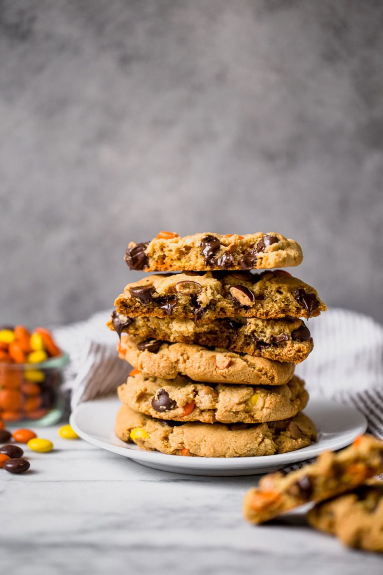 Giant Reese's Pieces Chocolate Chip Cookies