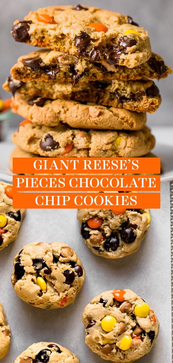 Giant Reese's Pieces Chocolate Chip Cookies