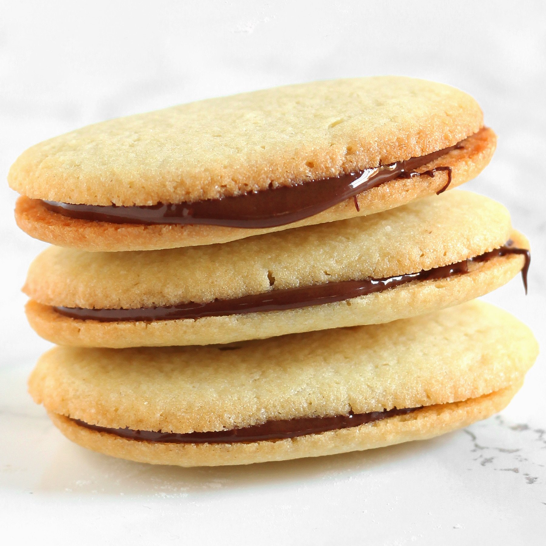 stack of three homemade milano cookies