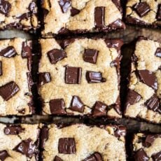 Ooey gooey peanut butter chocolate chunk cookie bars blondies