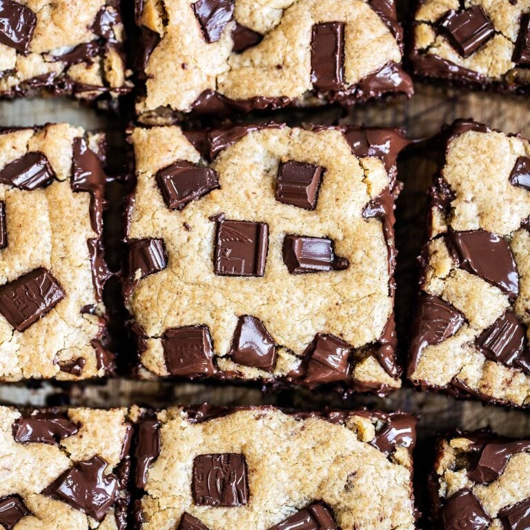 Ooey gooey peanut butter chocolate chunk cookie bars blondies