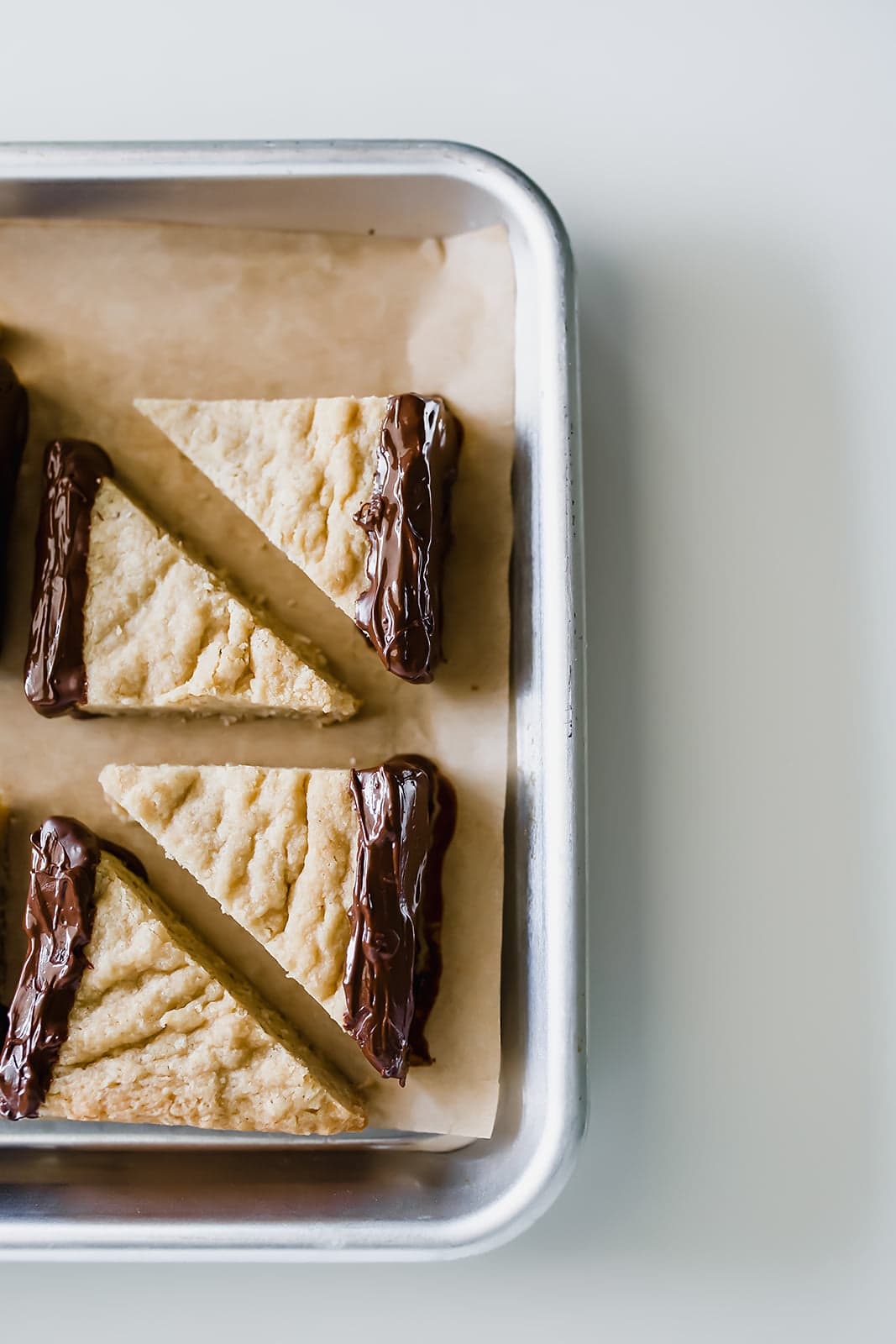 Easy Chocolate Dipped Shortbread Cookies feature a buttery shortbread made with oats and brown sugar dipped in chocolate for the ultimate afternoon treat!