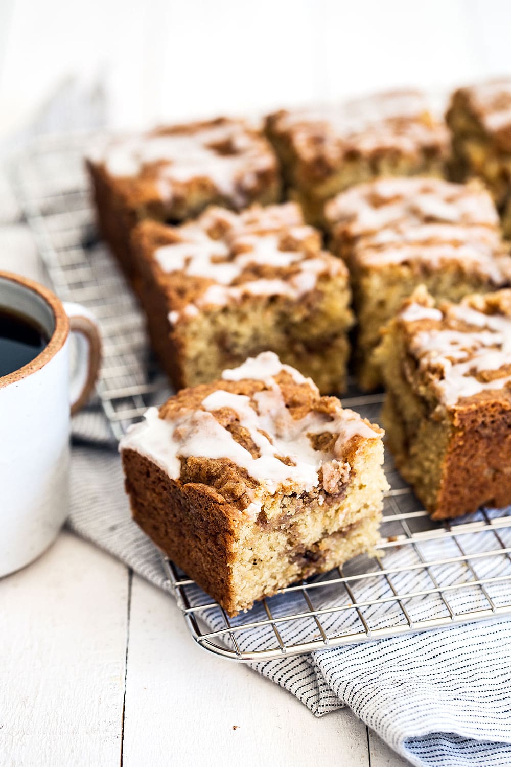 Browned butter coffee cake with a light icing drizzle, the perfect Easter brunch or Easter dessert option