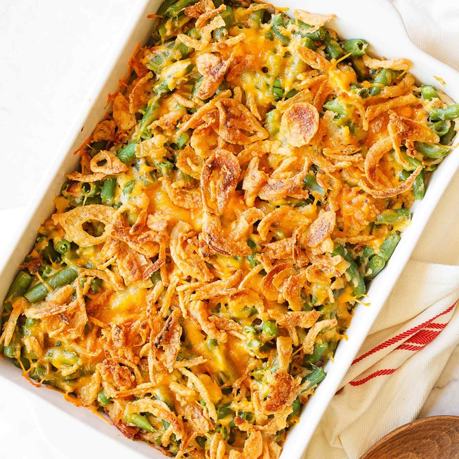 Cheesy Green Bean Casserole with Bacon - Handle the Heat