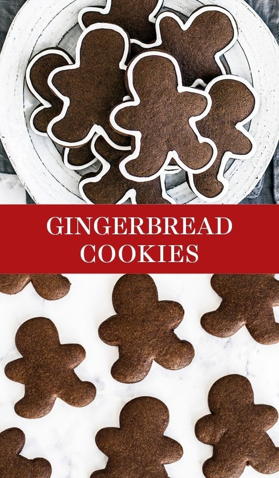 Easy Gingerbread Cookies are thick, soft, and perfectly maintain their adorable shape. This dough is a dream to work with and the cookies can be made ahead of time! Easy cookie icing included.