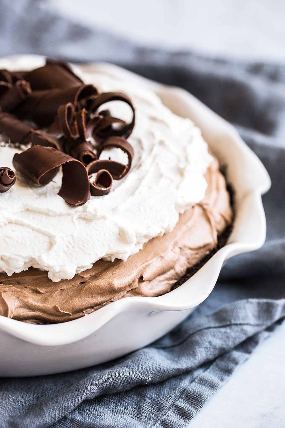 French Silk Pie made from scratch is SO much better than the premade pie you buy from the freezer section of the grocery store. It's a family favorite!