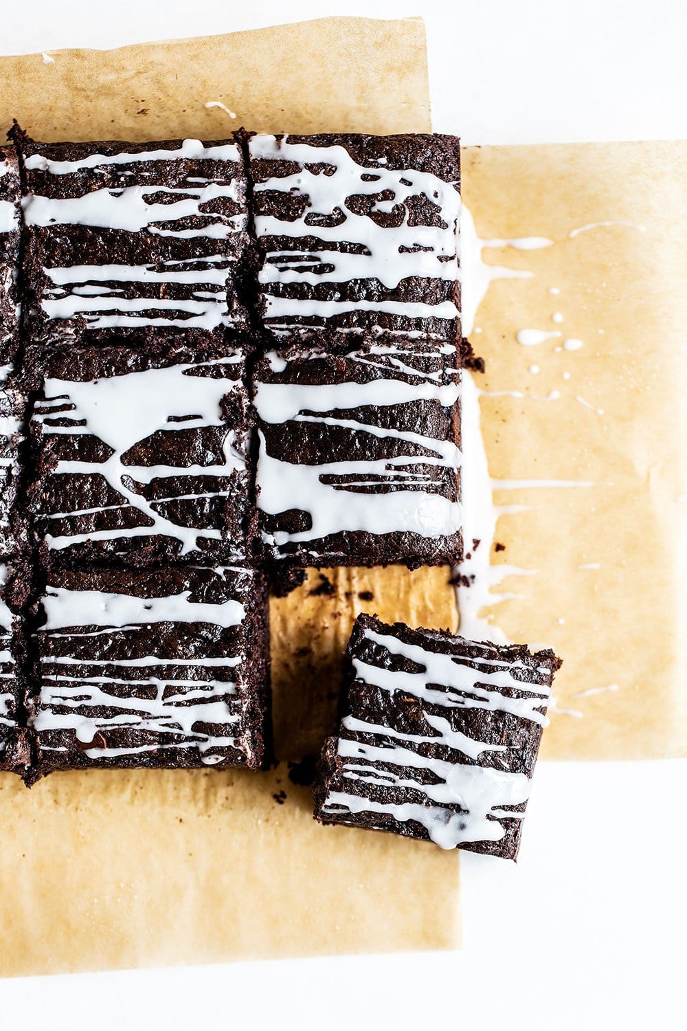 Easy Chocolate Zucchini Cake cut into squares