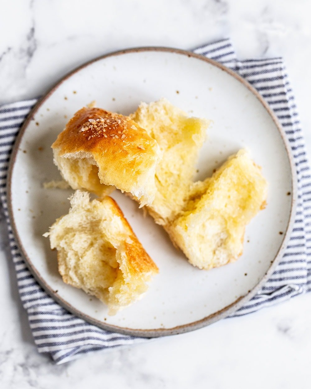Homemade easy buttery dinner roll on a plate