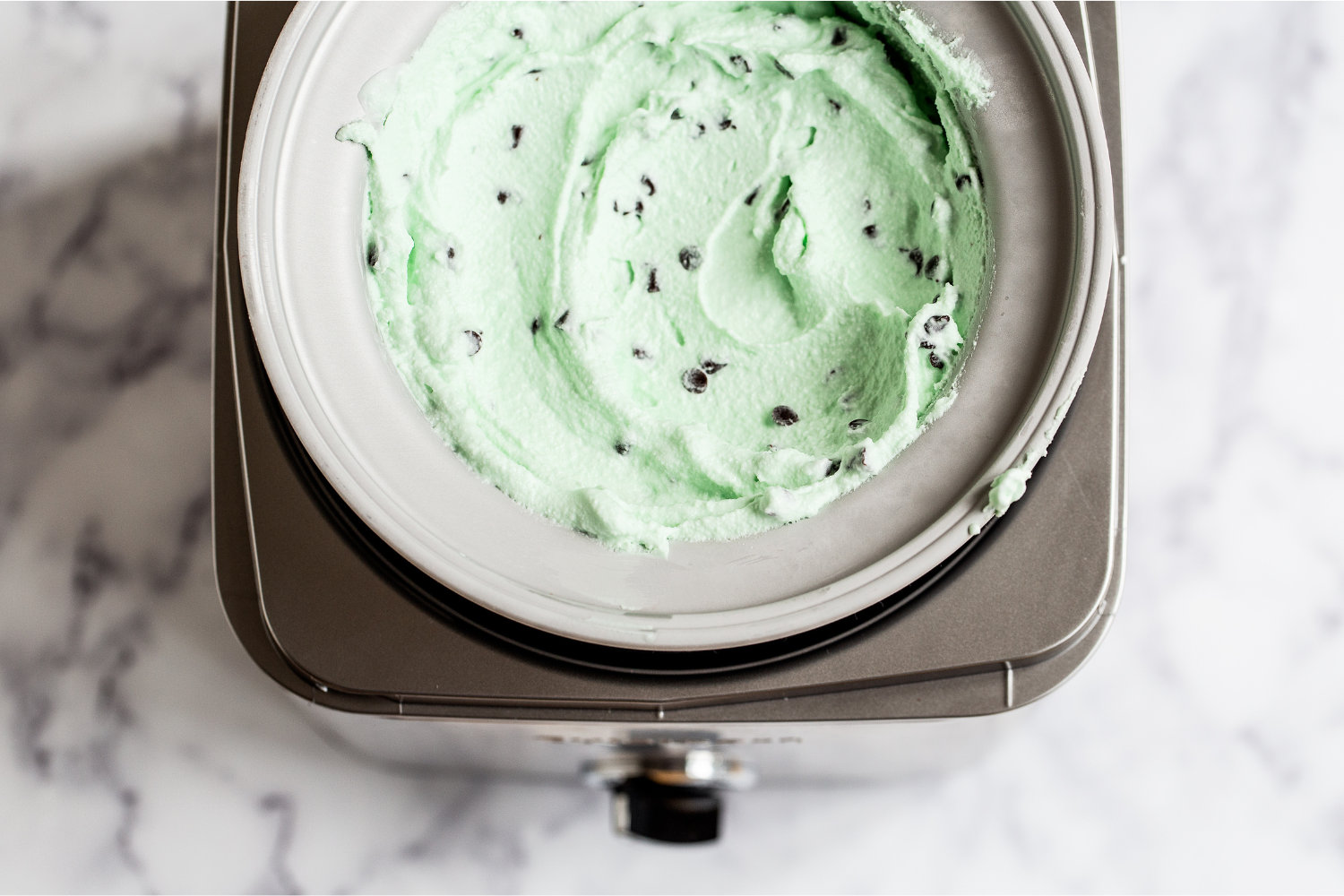 ice cream churning in an ice cream machine.