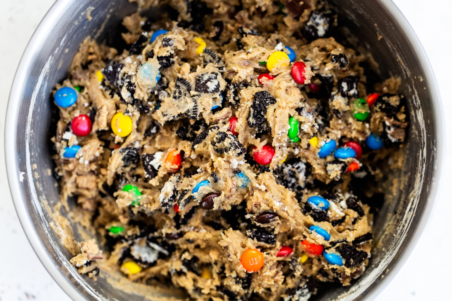 all the leftover halloween candy chopped up and incorporated into easy cookie dough, for a super quick and delicious cookie bar!