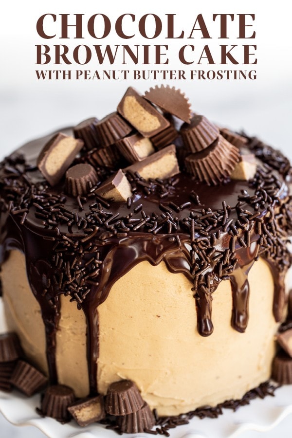 Chocolate Brownie Cake with Peanut Butter Frosting