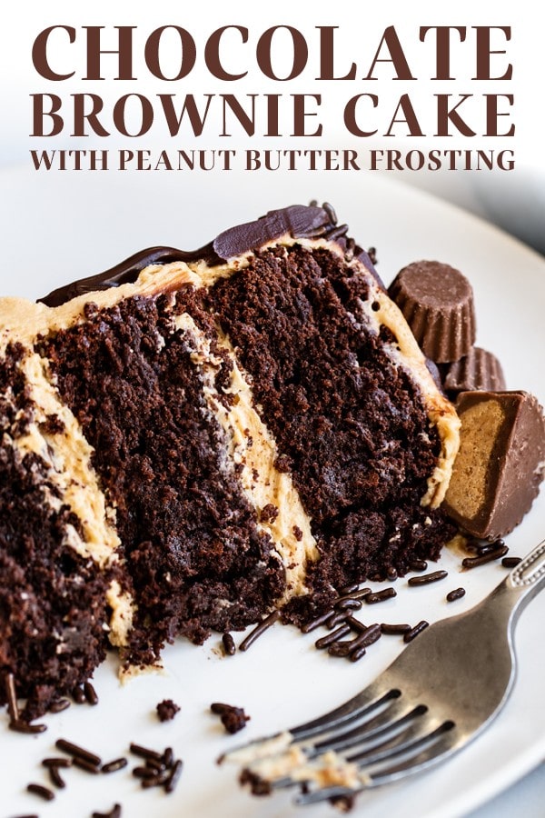 Chocolate Brownie Cake with Peanut Butter Frosting