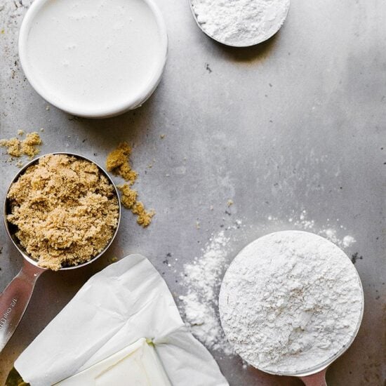 Flour, sugar, and shortening on a baking tray