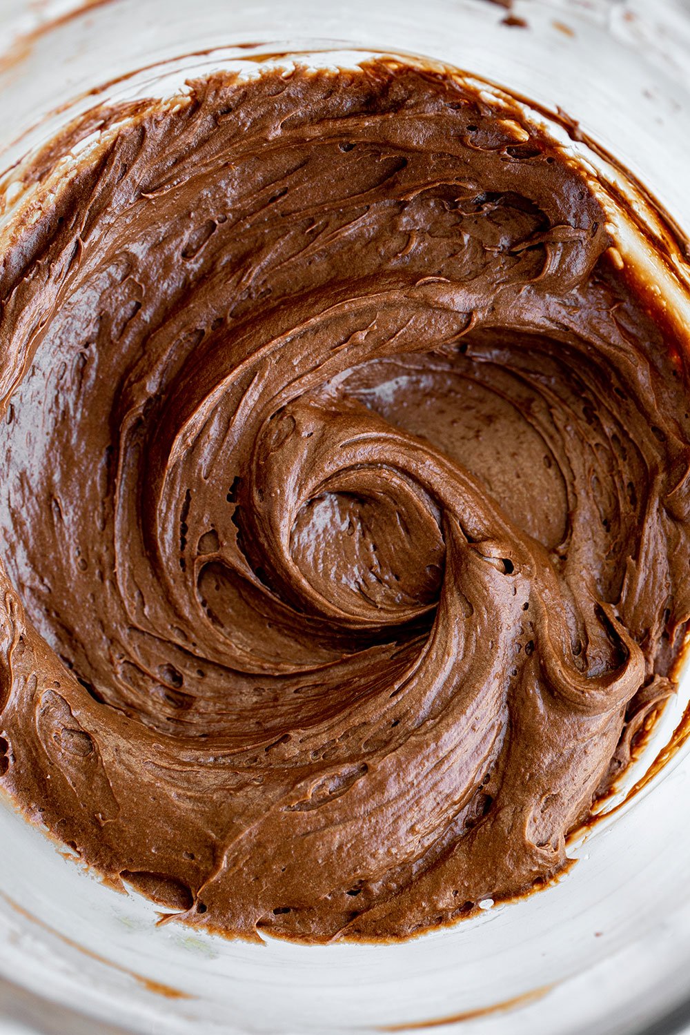 thick, rich brownie batter in a mixing bowl