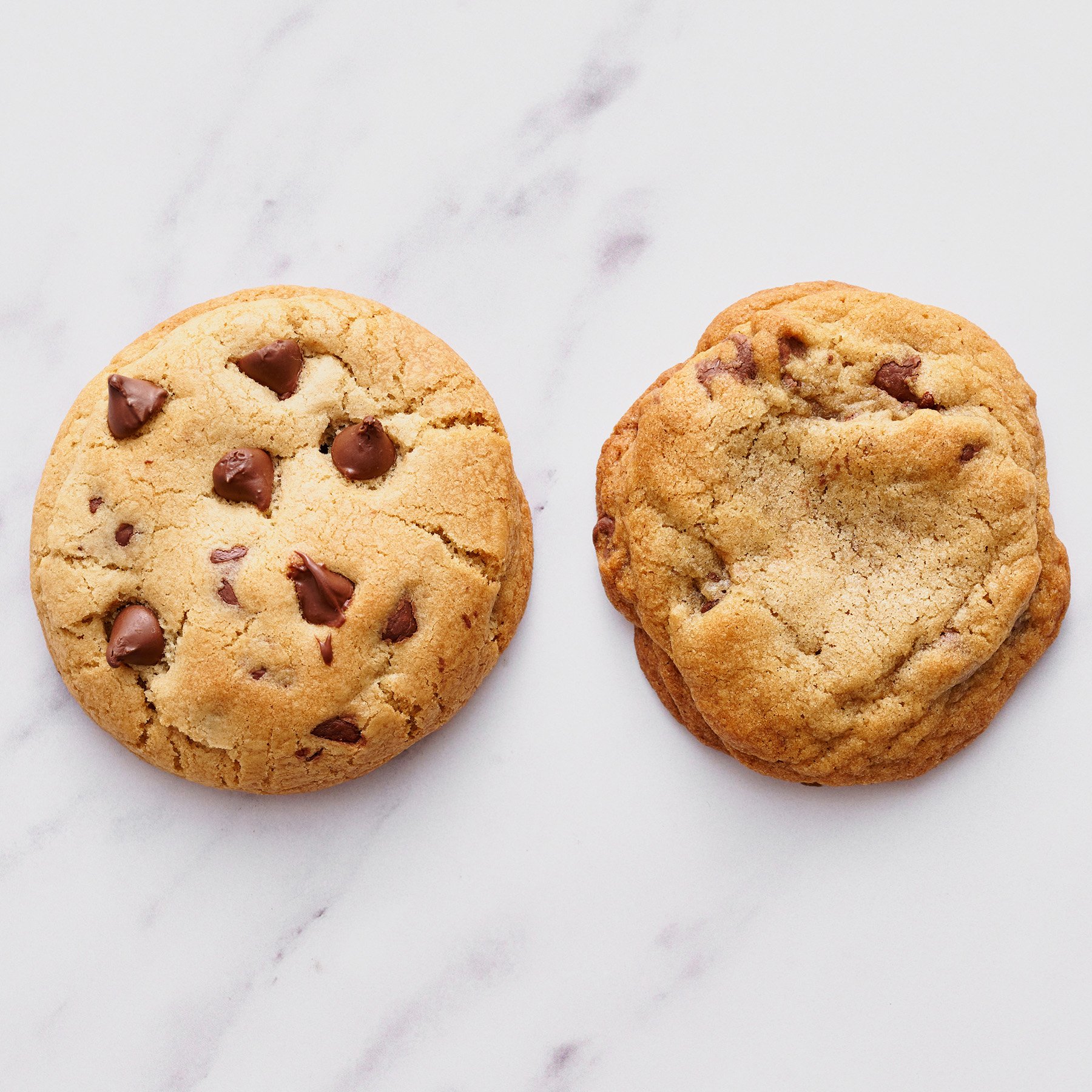 picture perfect chocolate chip cookie vs. a cookie made without the picture perfect cookie tips