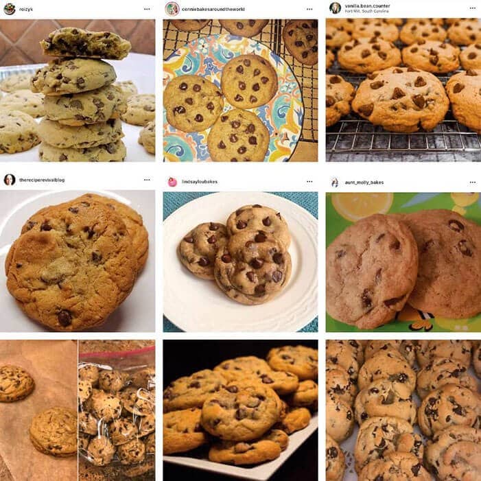 photos of reader's bakery style chocolate chip cookies