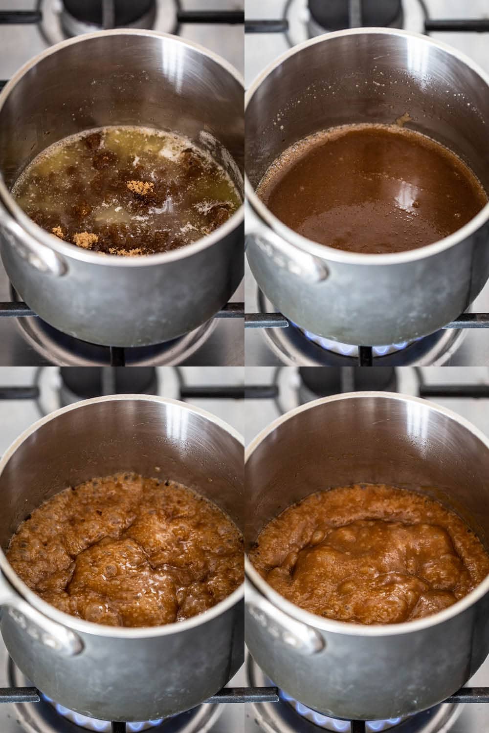 process collage showing how to make homemade toffee bits