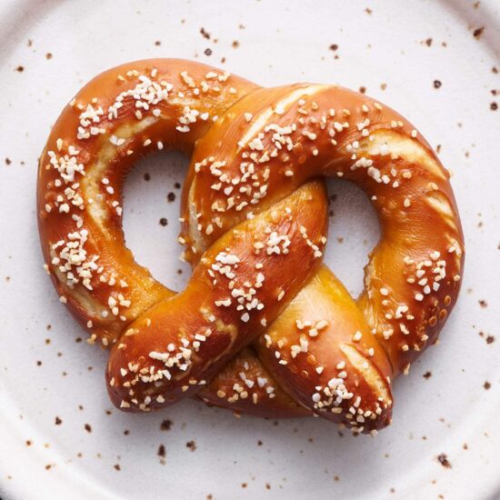 homemade german pretzel recipe with salt on a plate
