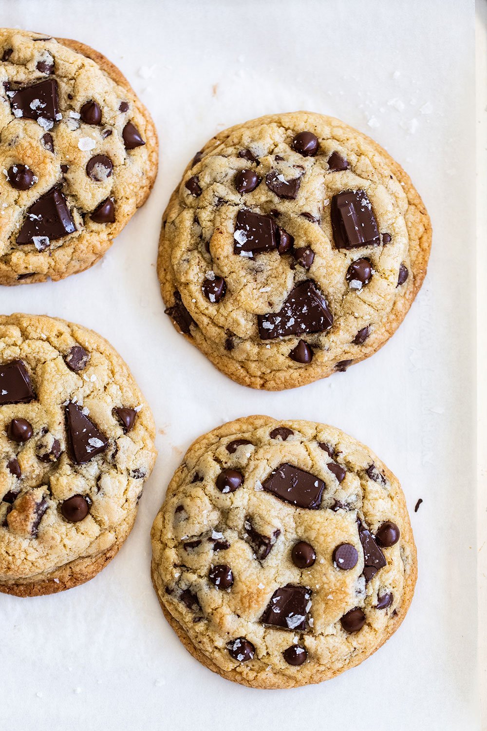 Four giant chocolate chip cookies