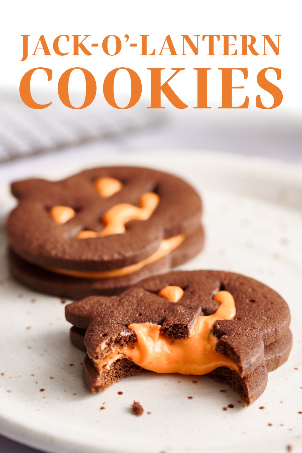 Jack-o'-Lantern Chocolate Sugar Cookies for Halloween - Handle the Heat