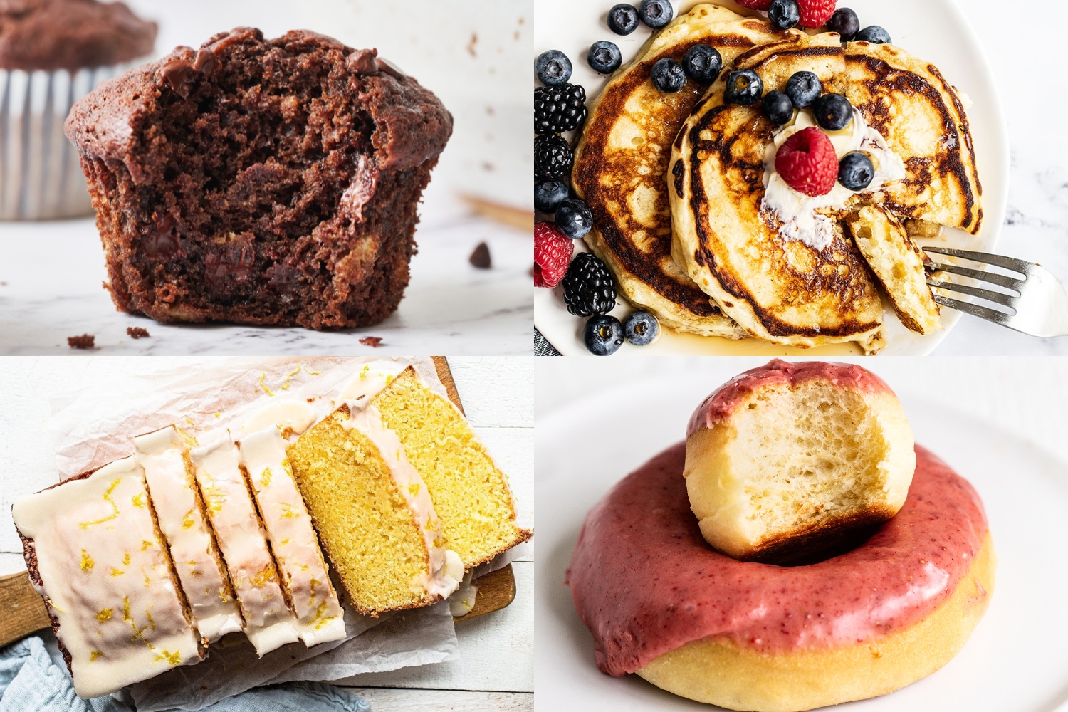 collage of four breakfast recipes.
