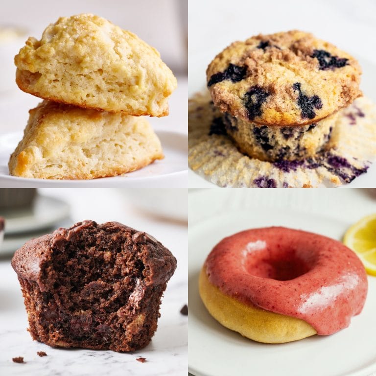 collage of four breakfast recipes.