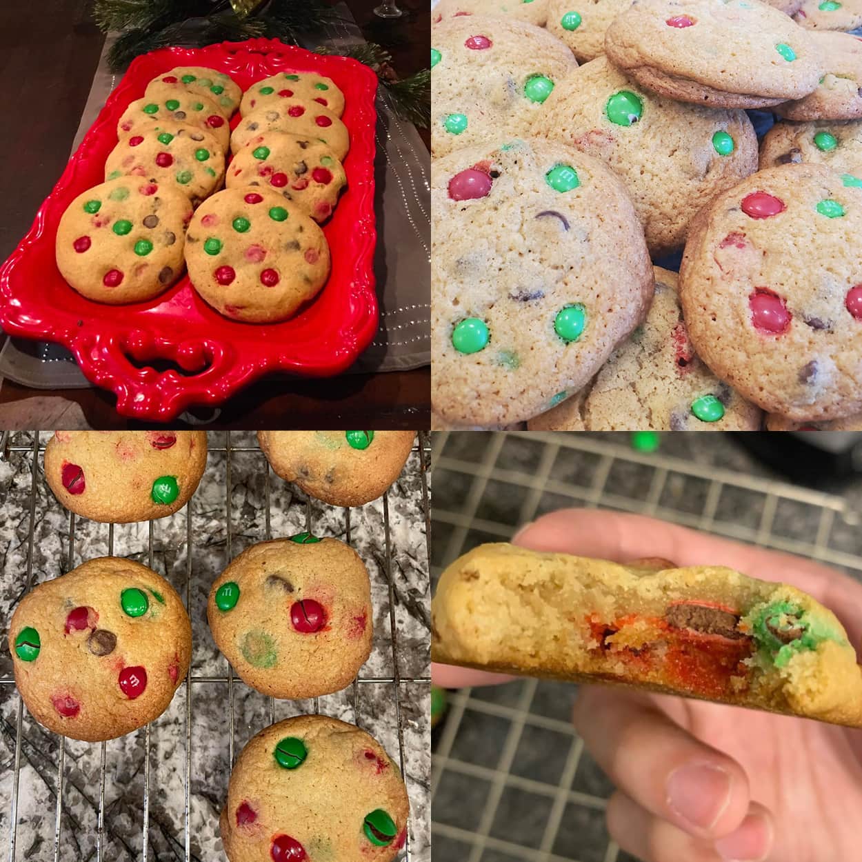 Red and Green M&M Christmas Cookies