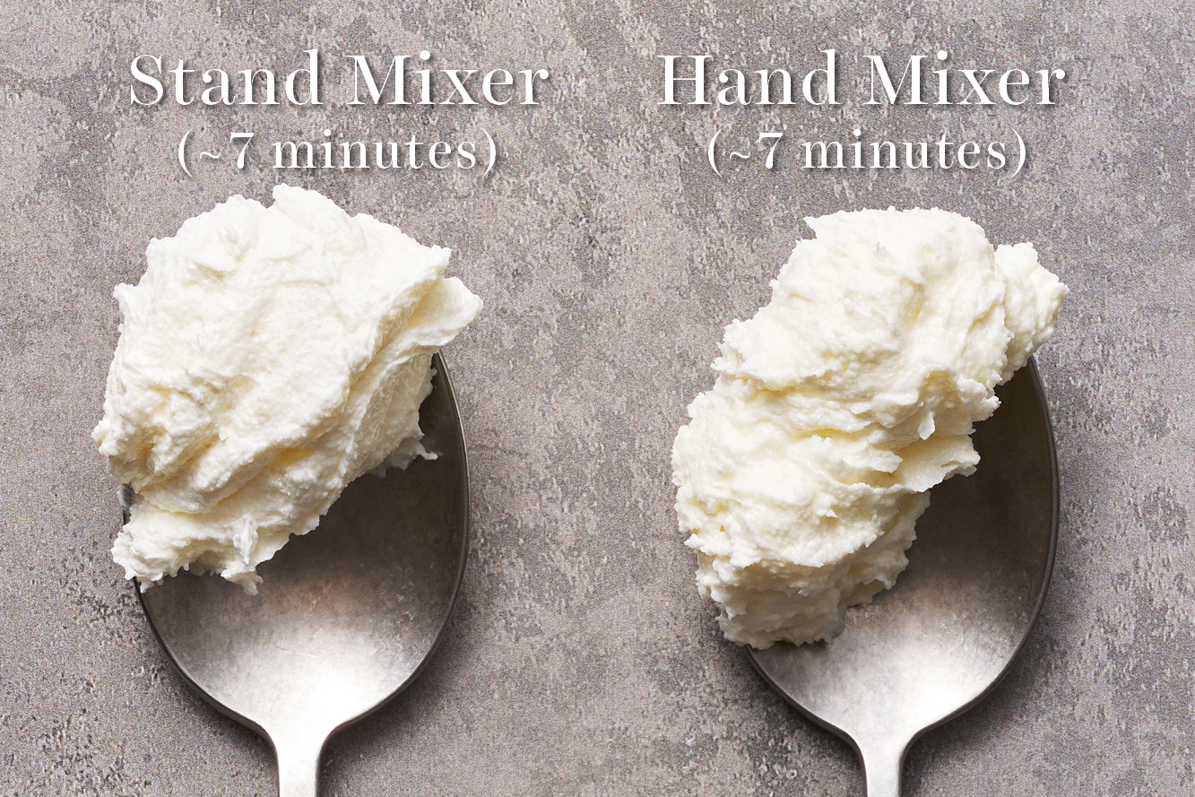 butter and sugar creamed with a stand mixer vs a hand mixer for 7 minutes
