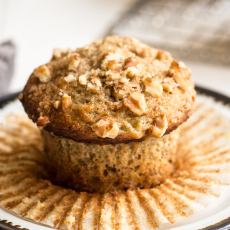 banana muffin studded with walnuts