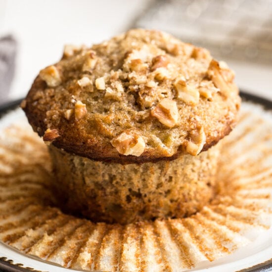 banana nut muffins made with walnuts or pecans