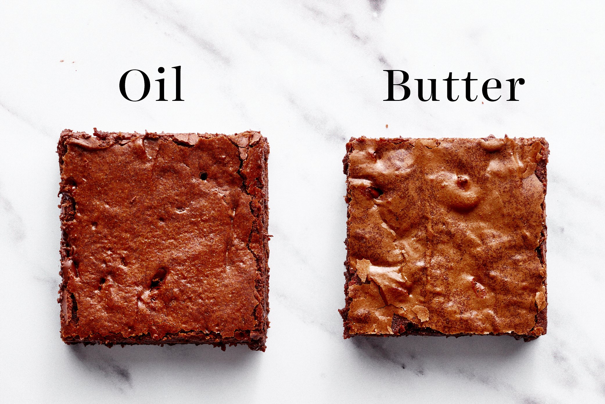oil vs butter overhead shot of brownies
