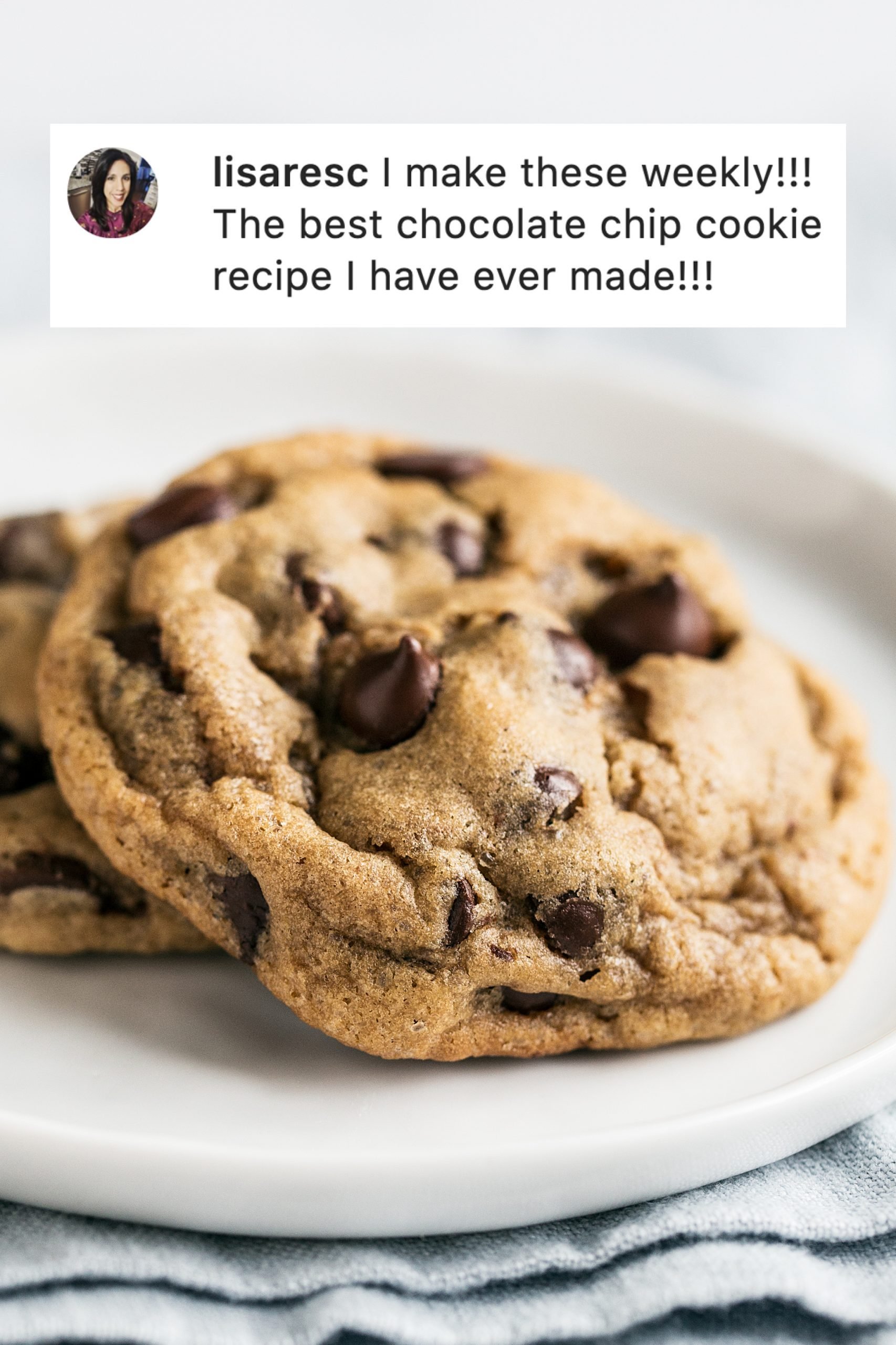Soft Chocolate Chip Cookies on a plate